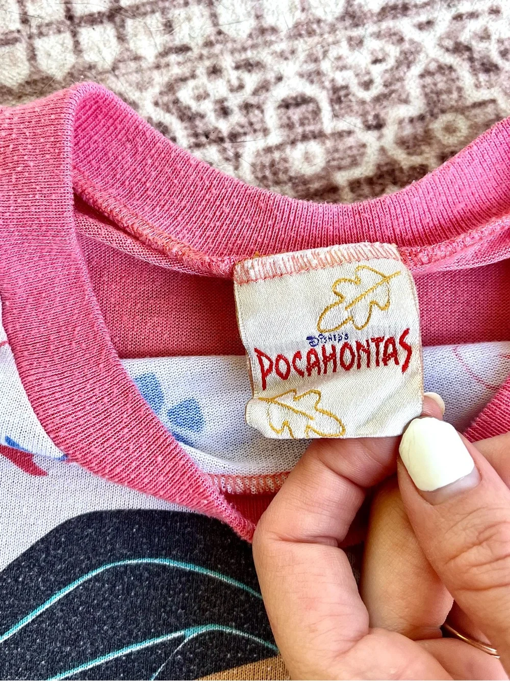 Vintage Pocahontas 90s Nightgown Long Dress Disney Teal White Used Size XL - Picture 6 of 12